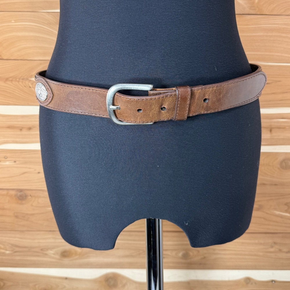 Realtree Leather‎ Belt Genuine Leather Western Buck Deer Concho Brown Size 38